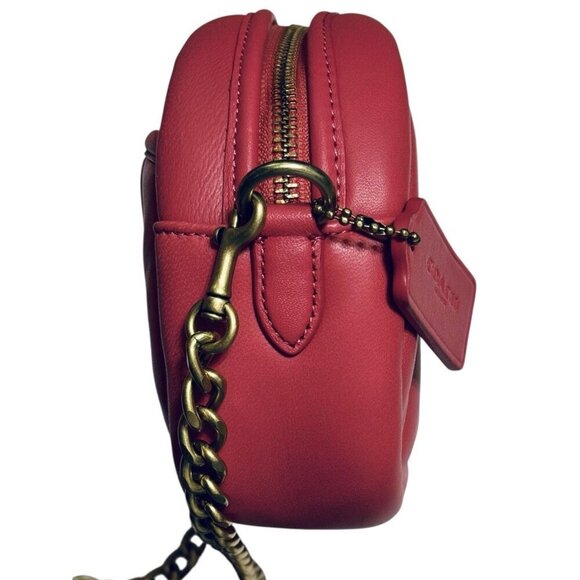 Coach Small Camera Bag Leather Crossbody Purse Quilted Pink - Picture 7 of 15